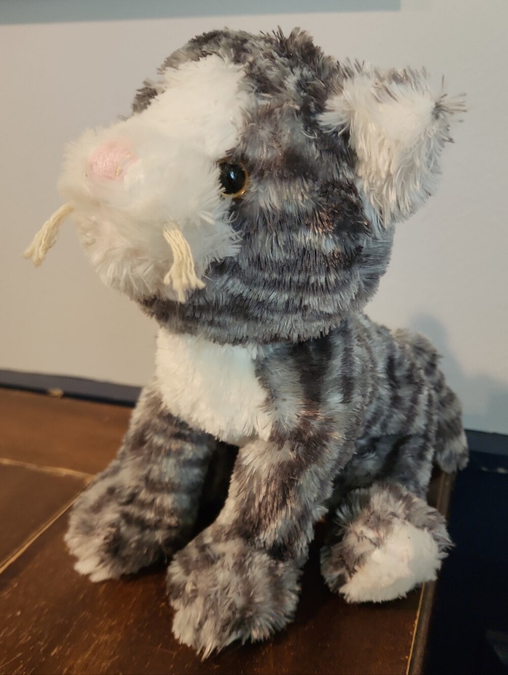 Teddy Kompaniet Gray & White Plush Cat Toy  Tiger Bastad Sweden Kitten 10"